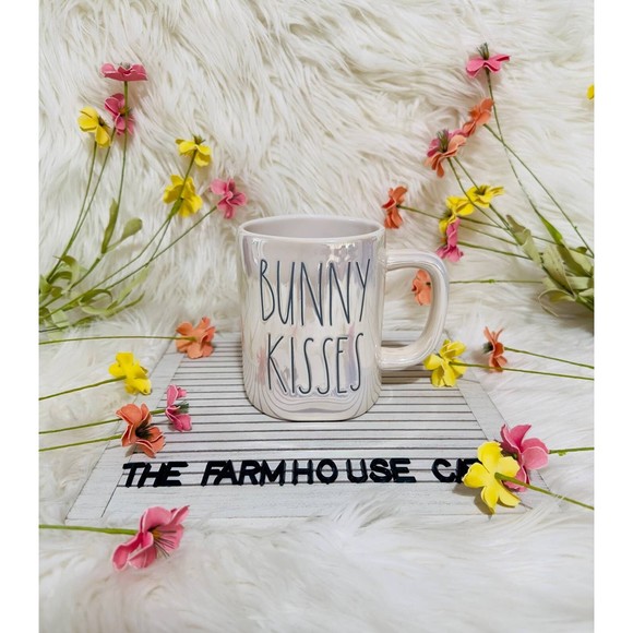 Rae Dunn Easter Spring Iridescent Bunny Kisses Ceramic Coffee Mug Home Decor - Picture 3 of 7